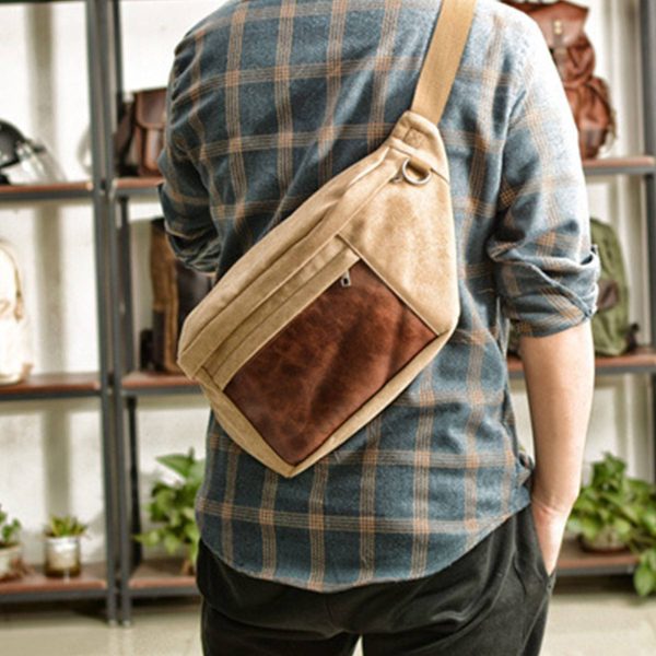 Canvas Multicolor Water-resistant Cross-body Bag - Image 4