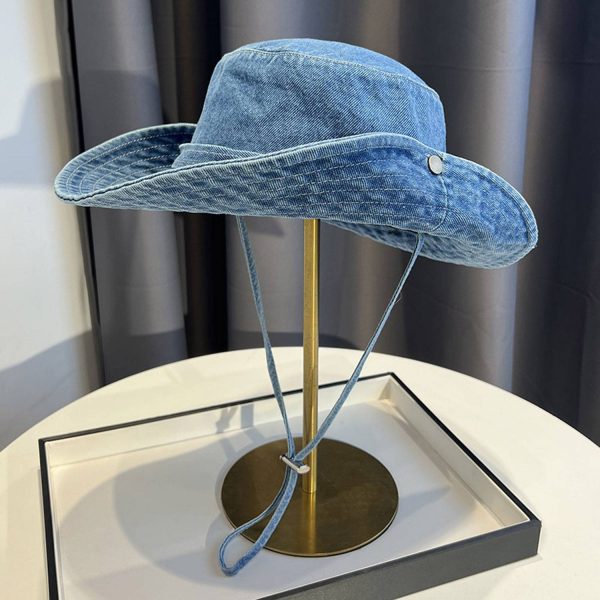 Women Cotton Travel Denim Bucket Hat - Image 2