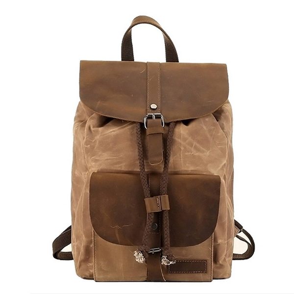 Vintage Waterproof Backpack Daypack Made of Canvas Leather