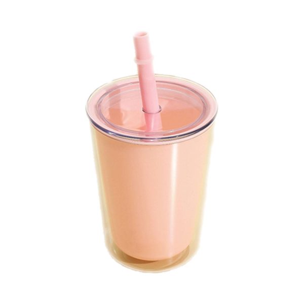 Double Layered Plastic Straw Water Cup - Image 2