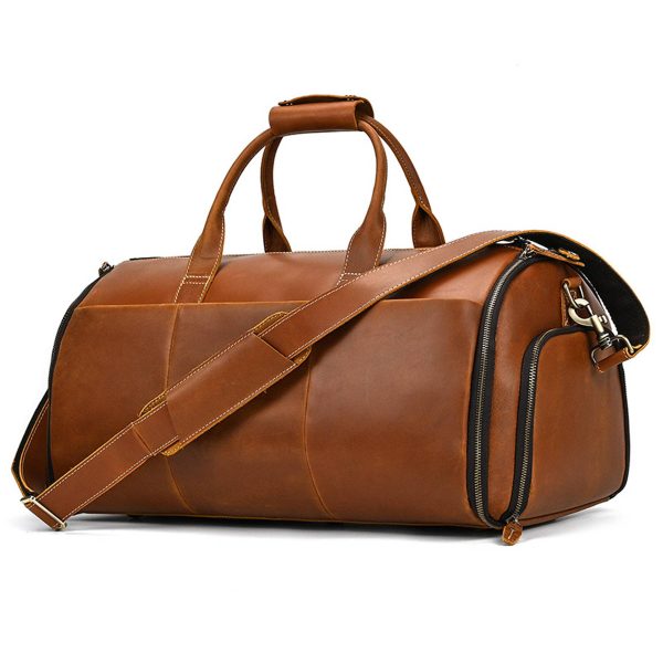 Genuine Leather Weekender Garment Duffle Bag