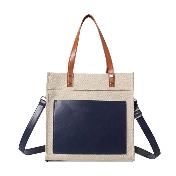 Canvas Tote Bag PU Leather Handles Adjustable strap - Image 3