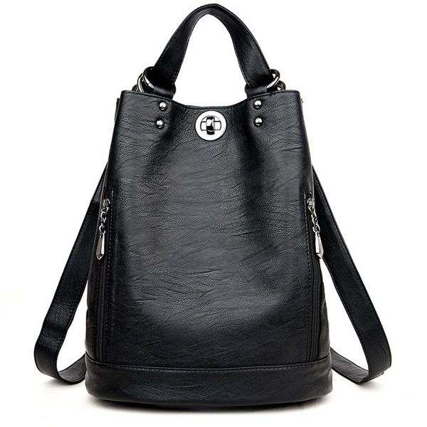 Pu high-capacity Bucket Backpack Women - Image 3