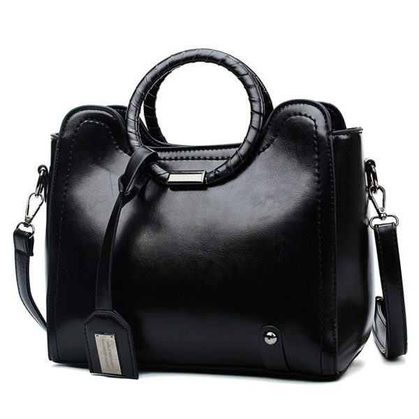 PU woven tote bag handbag for women With a round bracelet - Image 2
