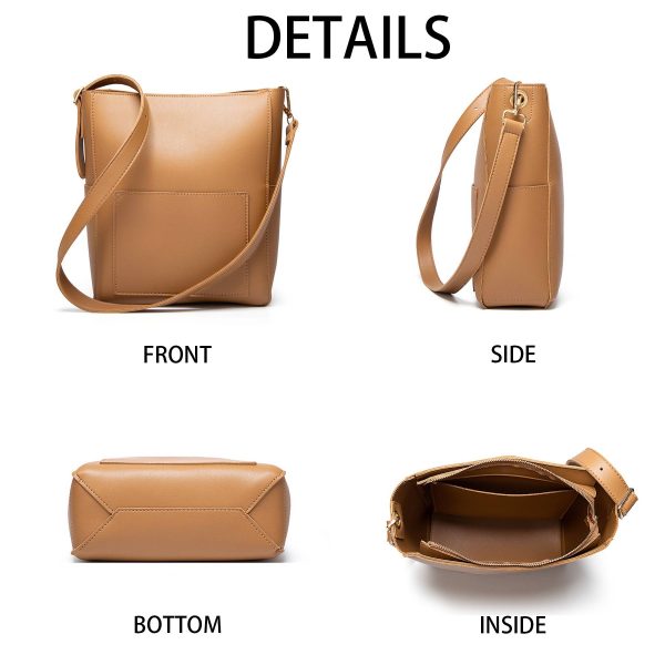 PU Simple vintage bucket tote cross-body bag - Image 5