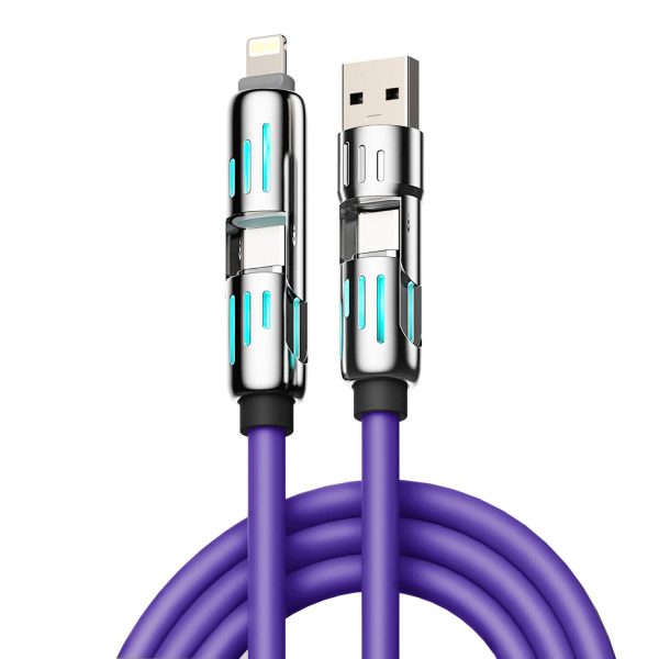 240W 4-in-1 Fast Charging Cable with LED – TPE Material - Image 3