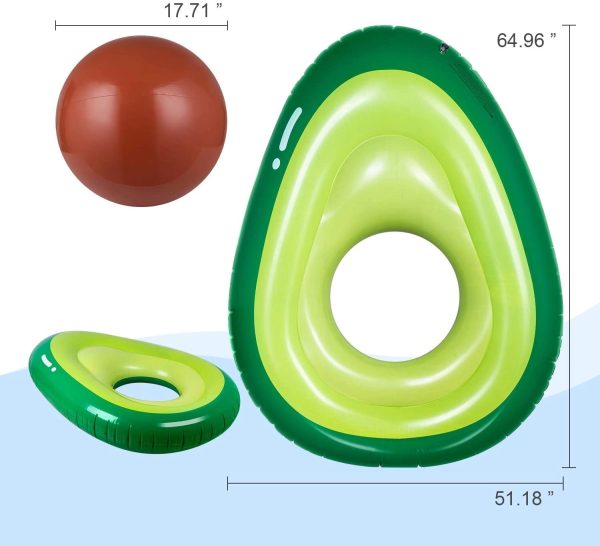Inflatable Avocado Pool Float Floatie With Ball - Image 2