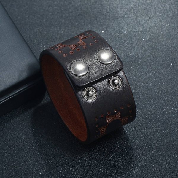 Genuine Leather Punk vintage cowhide bracelet - Image 4