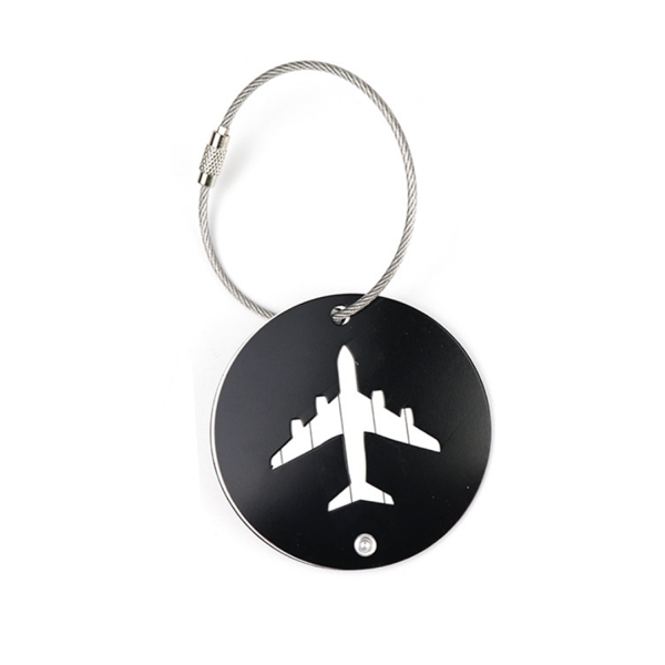 Metallic Round Airplane Shape Travel Luggage Tag