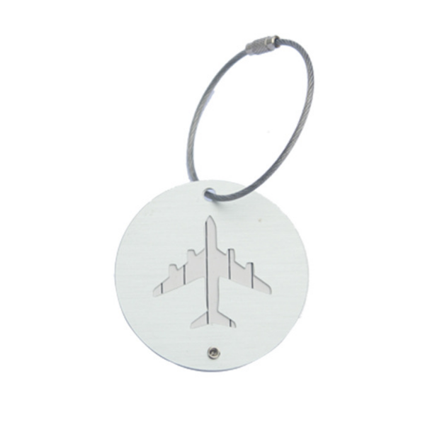 Metallic Round Airplane Shape Travel Luggage Tag - Image 8