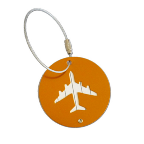 Metallic Round Airplane Shape Travel Luggage Tag - Image 2