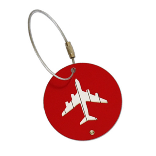 Metallic Round Airplane Shape Travel Luggage Tag - Image 3