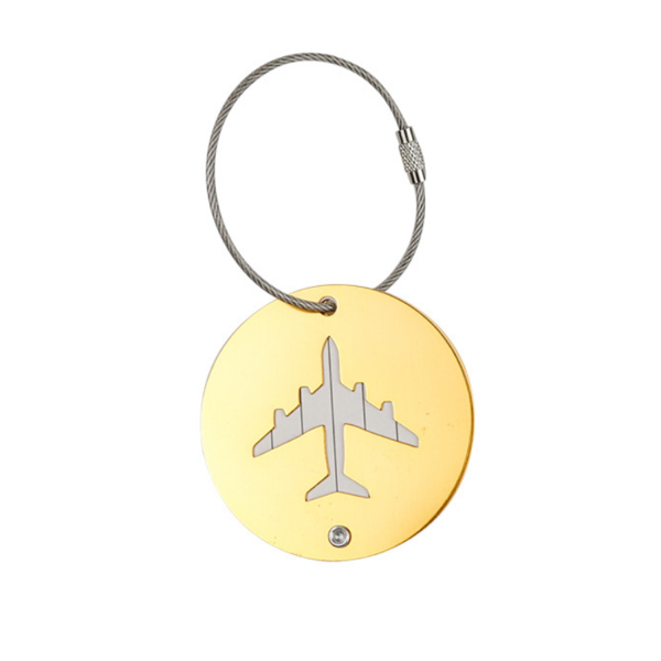 Metallic Round Airplane Shape Travel Luggage Tag - Image 6