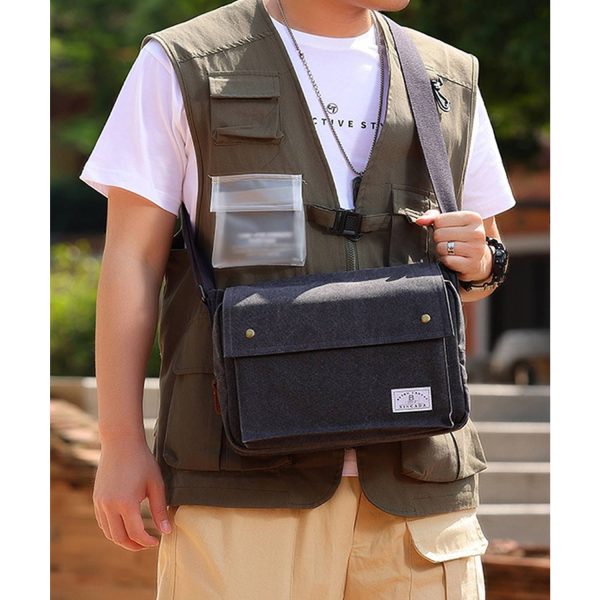 Canvas Messenger Vintage Crossbody Shoulder Bag - Image 4