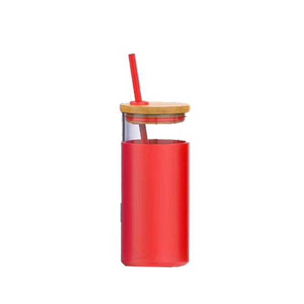 Bamboo Cap Glass Drink Bottle - Image 2