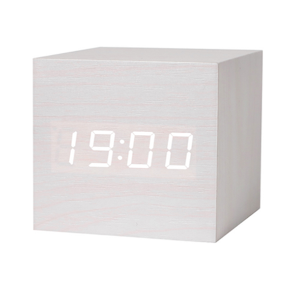 Wooden Cube Digital Alarm Clock