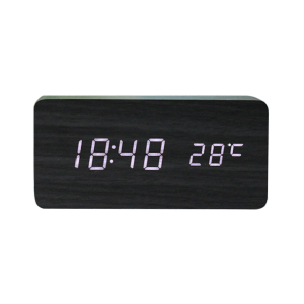 Wooden Alarm Clock with Temperature Display