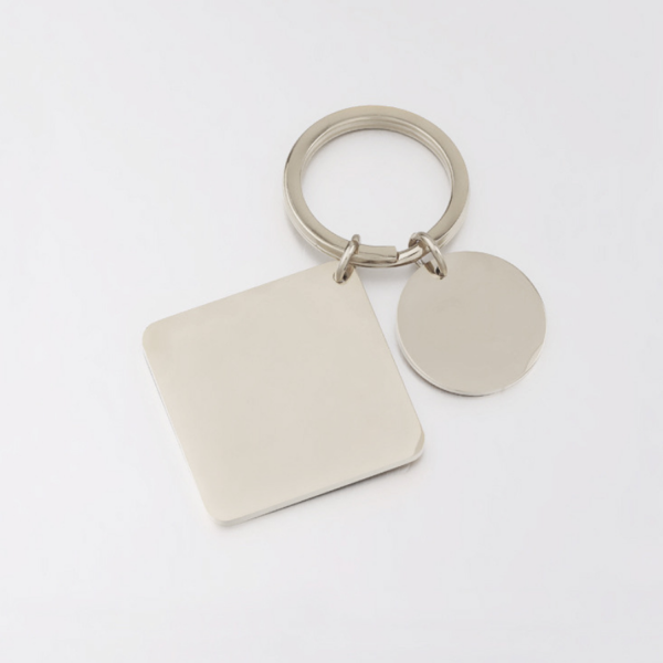 Square Stainless Steel Tag Key Chain - Image 2