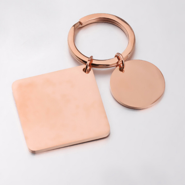 Square Stainless Steel Tag Key Chain - Image 3