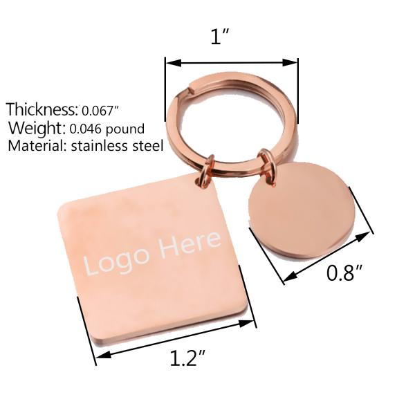 Square Stainless Steel Tag Key Chain - Image 4
