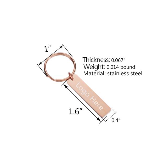 Rectangular Stainless Steel Tag Key Chain - Image 4