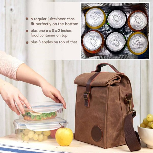 Insulated Waxed Canvas Lunch Bag - Image 5