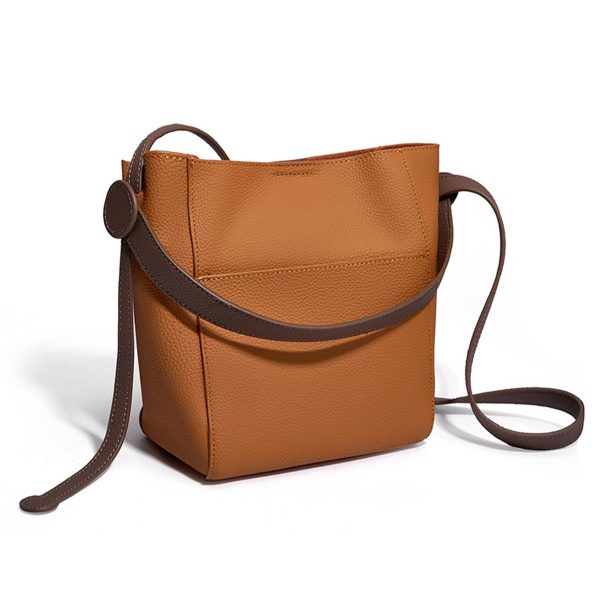Genuine Leather Cross-body shoulder bucket bag for women - Image 2