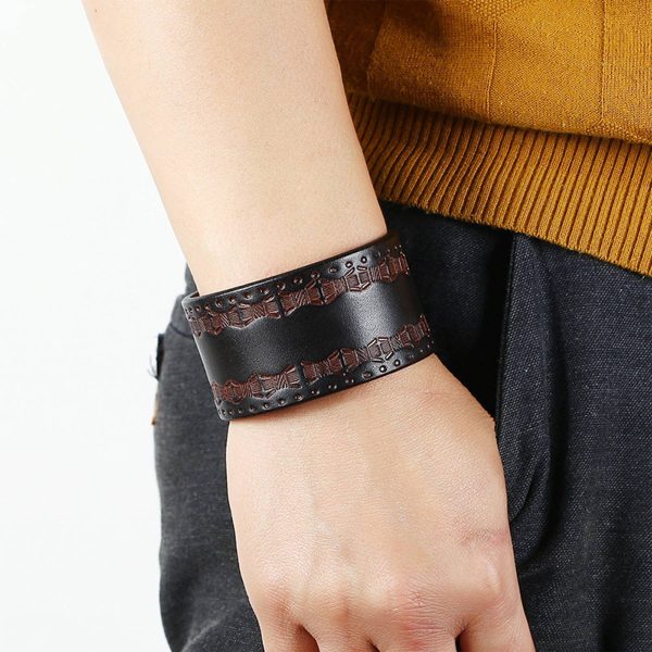 Genuine Leather Punk vintage cowhide bracelet - Image 2