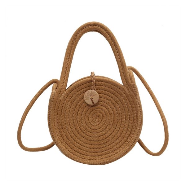Straw Solid Round Tote Cross-body Bag - Image 2