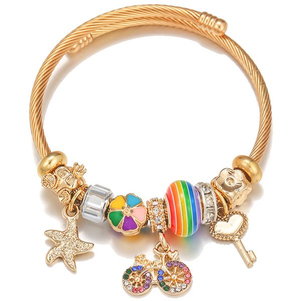 Stainless Steel Colorful bicycle pendant bracelet - Image 2