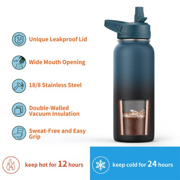 32oz Portable Gym Stainless Steel Insulated Water Bottle - Image 9