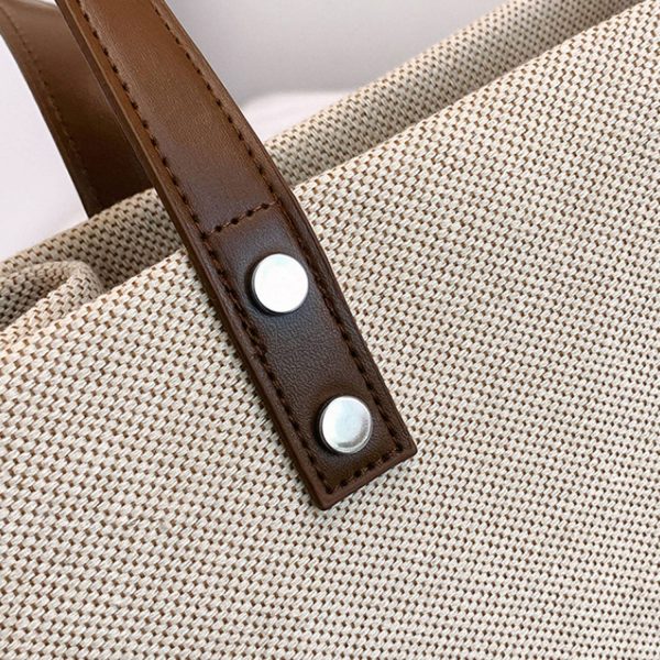 Canvas Tote Bag PU Leather Handles Adjustable strap - Image 8