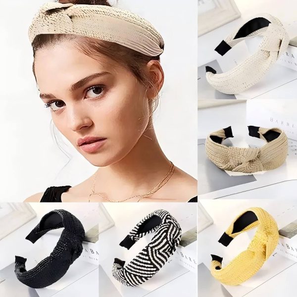 Wide Brim Straw Headband for Women – Elegant Knot Design - Image 6