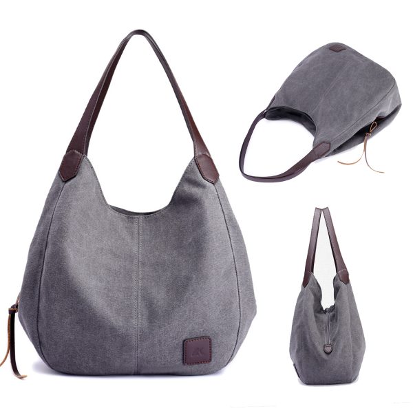 Canvas Women's Multi-pocket Tote Bag - Image 10
