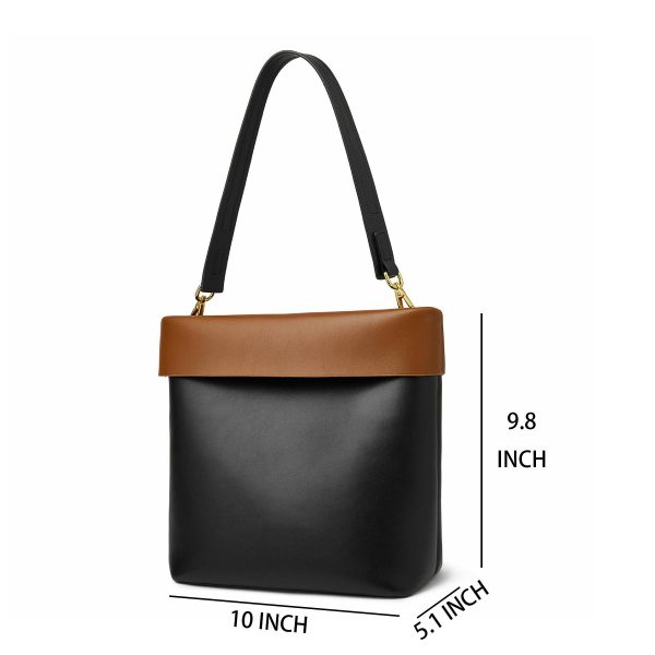 Genuine Leather Color-block shoulder commuter cross-body bag - Image 5