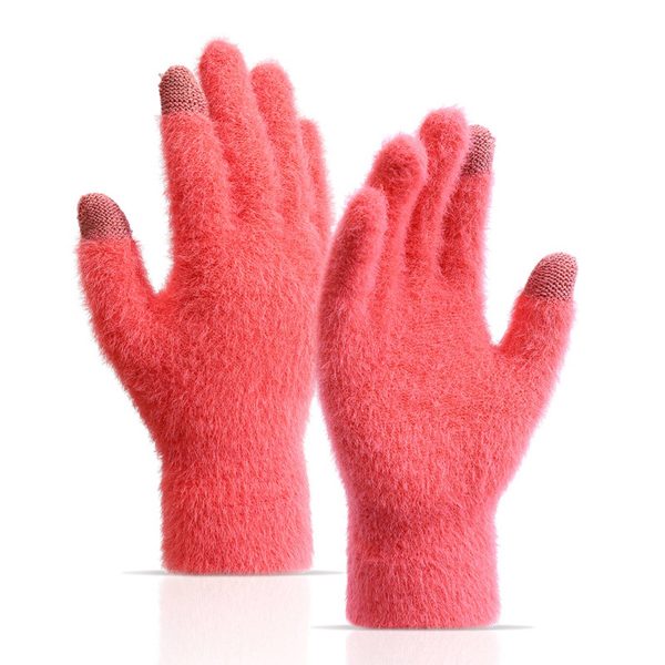 Womens Winter Mink Touchscreen Gloves - Image 2