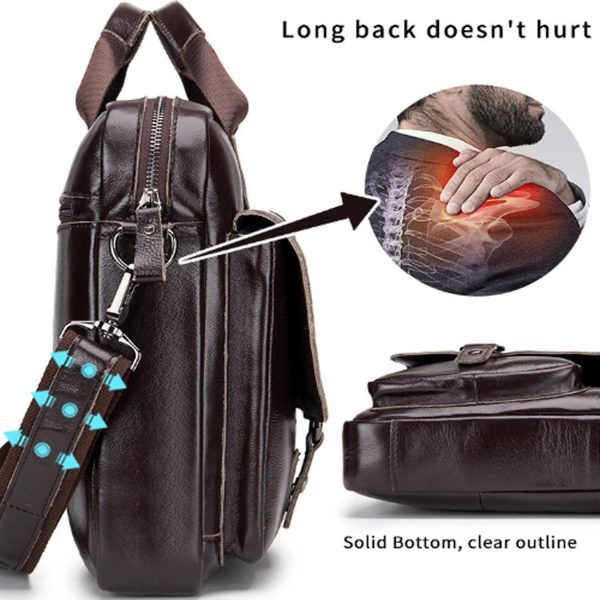 Genuine Leather Laptop Tote Bag - Image 4