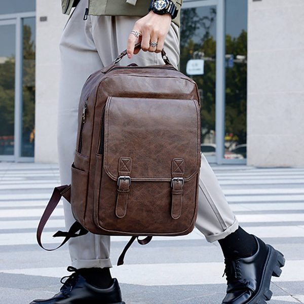 Large Capacity Waterproof Pu Business Travel Backpack - Image 8