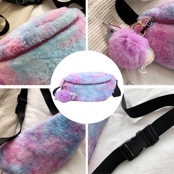 Cotton Stylish and versatile dyed plush belt chest bag - Image 5