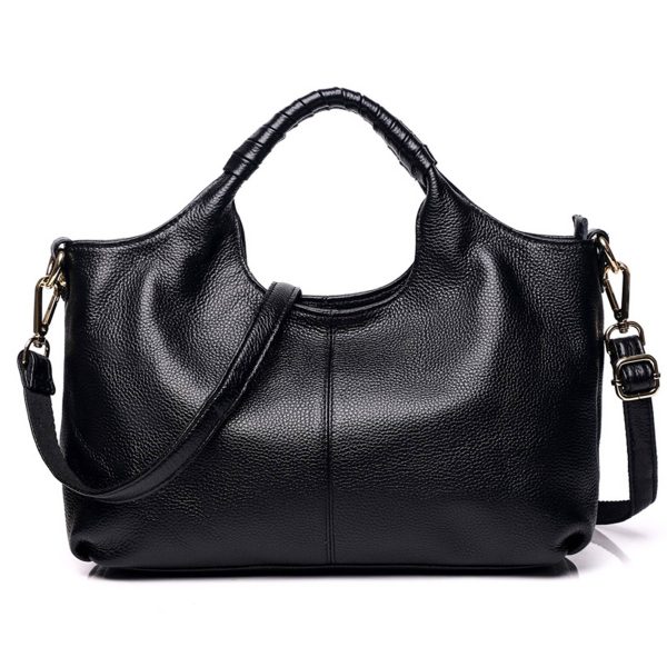 Genuine Leather Handle Satchel Shoulder Bag - Image 2