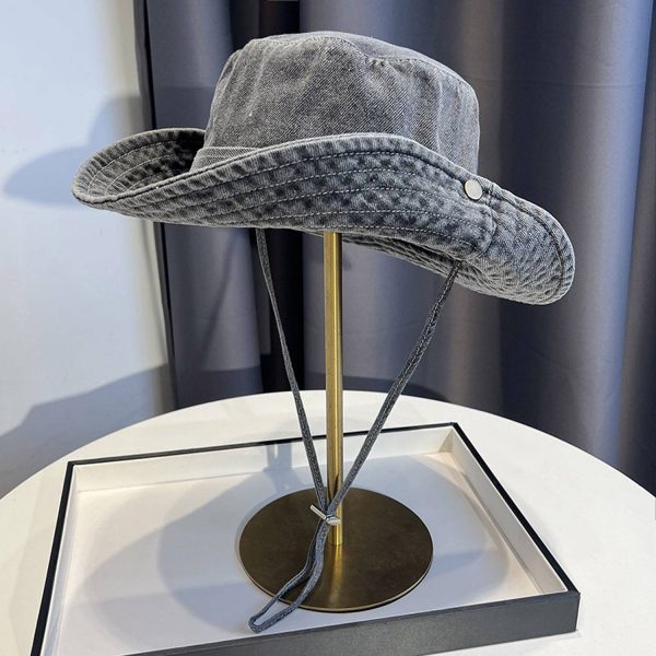 Women Cotton Travel Denim Bucket Hat - Image 4