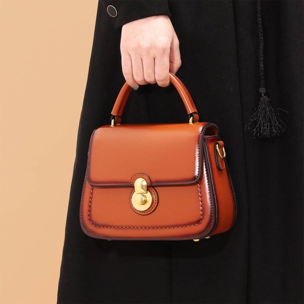 Genuine Leather scalloped portable Cross-body Bag Women - Image 4