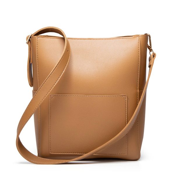 PU Simple vintage bucket tote cross-body bag - Image 2