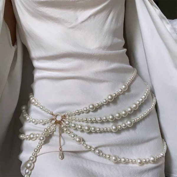 Alloy Multi-layered imitation pearl body chain - Image 2