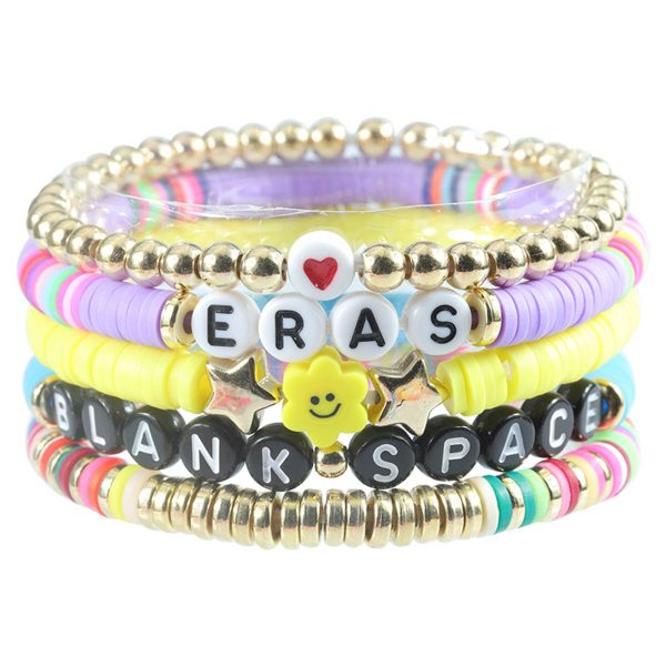 Plastic Stretch statement coloured letter beaded bracelet - Image 7