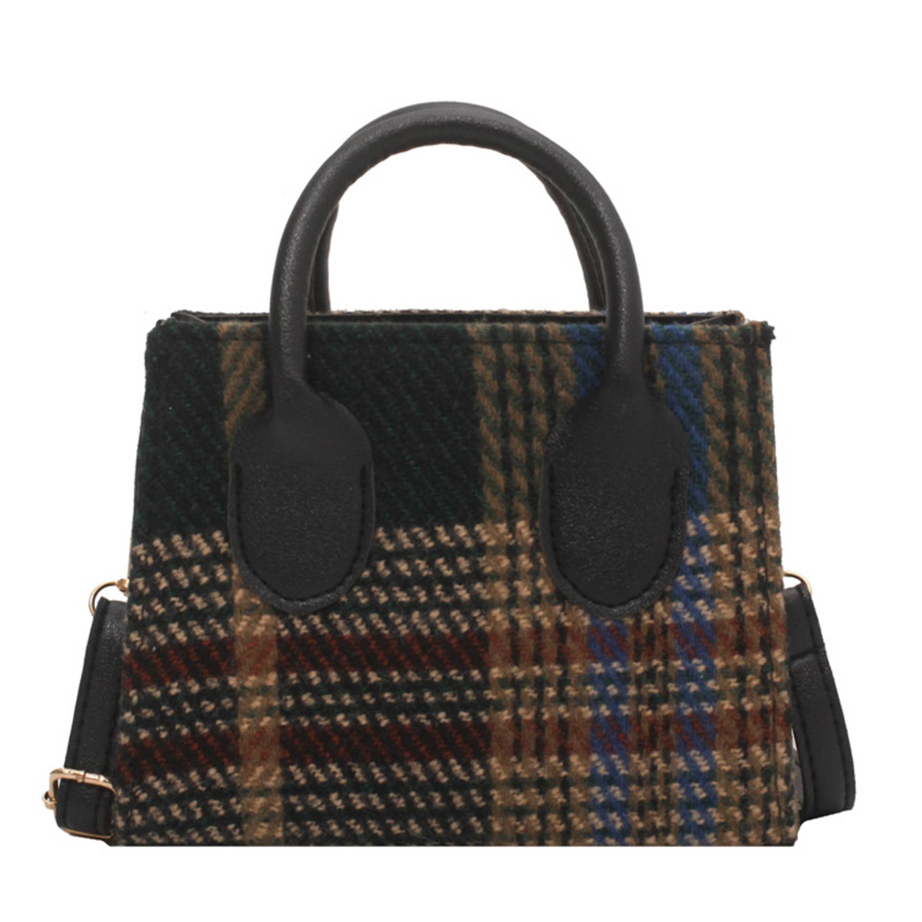 Canvas Small Checkered Cross-body Bag - Image 3