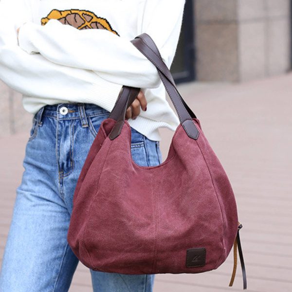 Canvas Women's Multi-pocket Tote Bag - Image 11