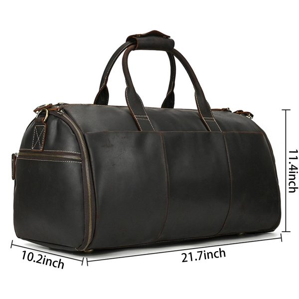 Genuine Leather Weekender Garment Duffle Bag - Image 5