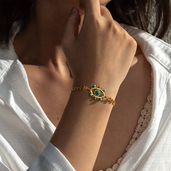 Steel Bohemian turquoise bracelet - Image 2