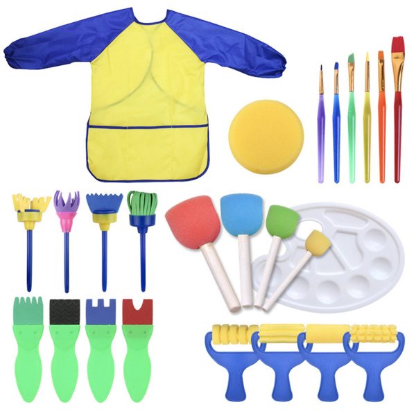 Plastic Sponge brush palette painting set of 25 pieces